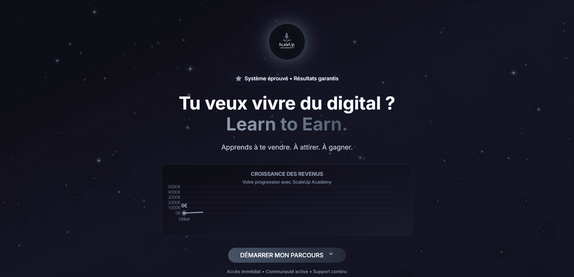 Réalisation Digiplex : ScaleUp Academy - Landing Page. Expert en création de sites web et applications mobiles au Bénin.