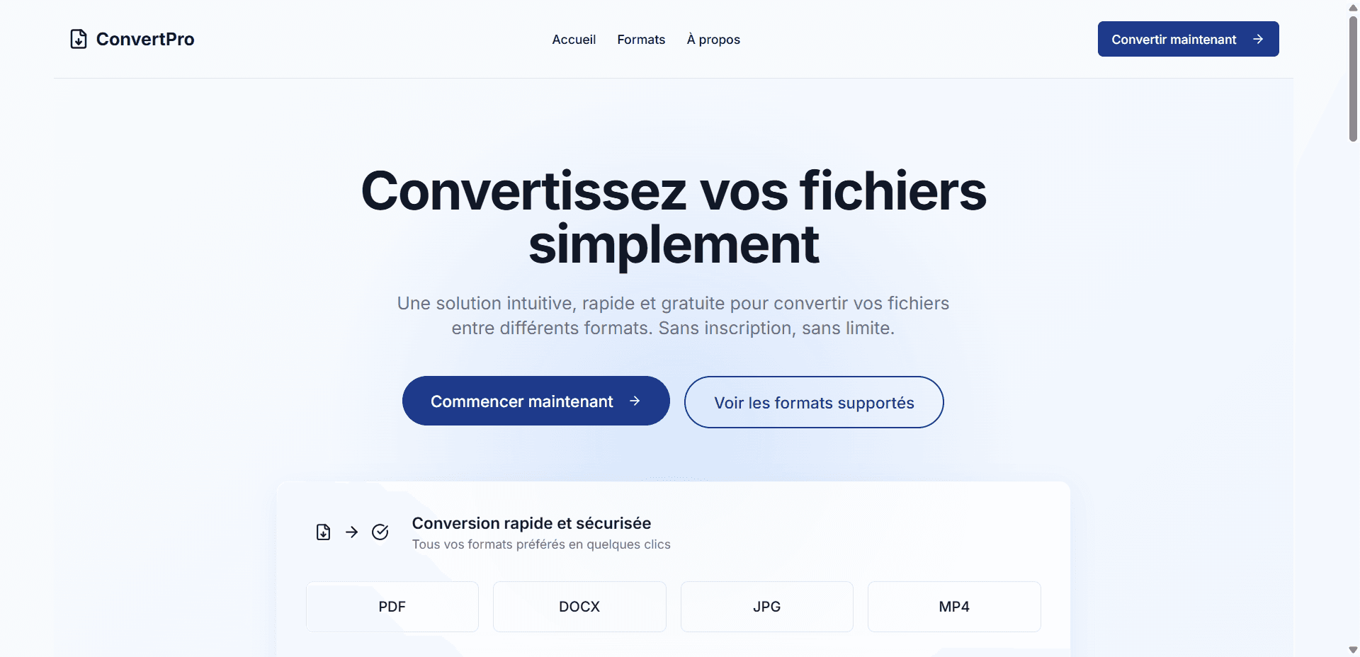 Réalisation Digiplex : Convert Pro - App Web. Expert en création de sites web et applications mobiles au Bénin.