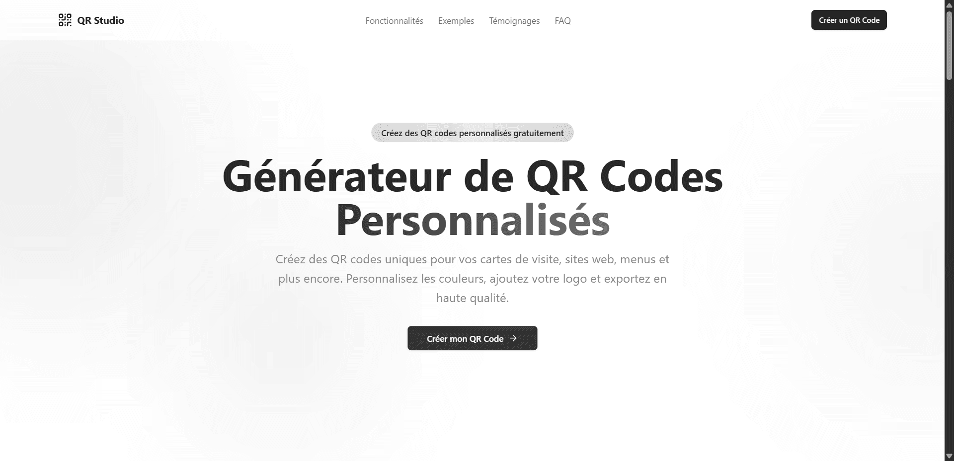 Réalisation Digiplex : Qr Studio - App Web. Expert en création de sites web et applications mobiles au Bénin.
