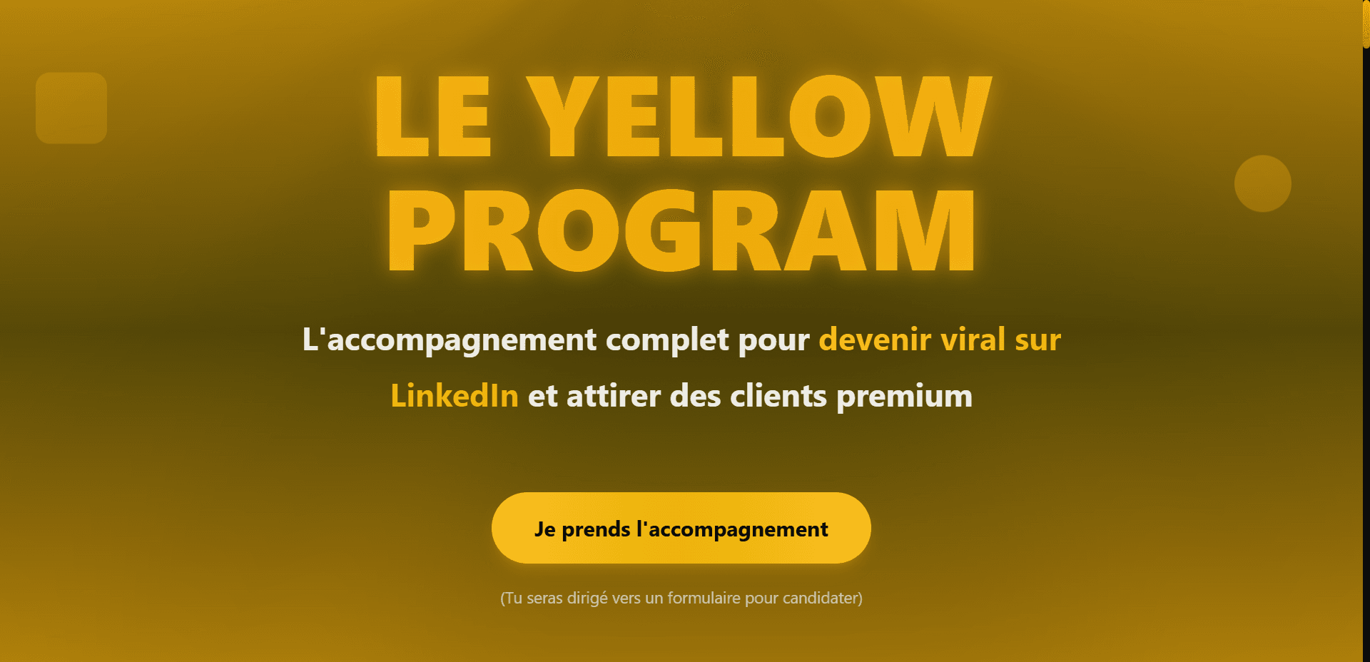 Projet Yellow Program - Landing Page / Infopreneuriat