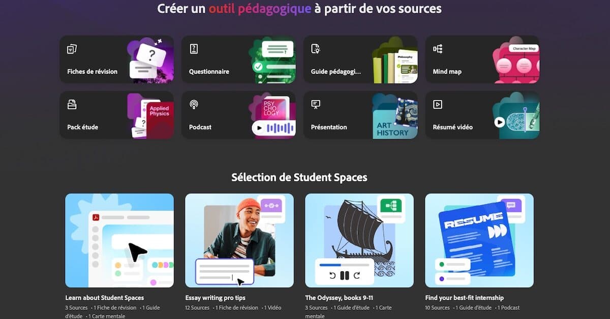 Acrobat Student Spaces : une plateforme de rÃ©vision par IA intÃ©grÃ©e Ã Adobe Acrobat