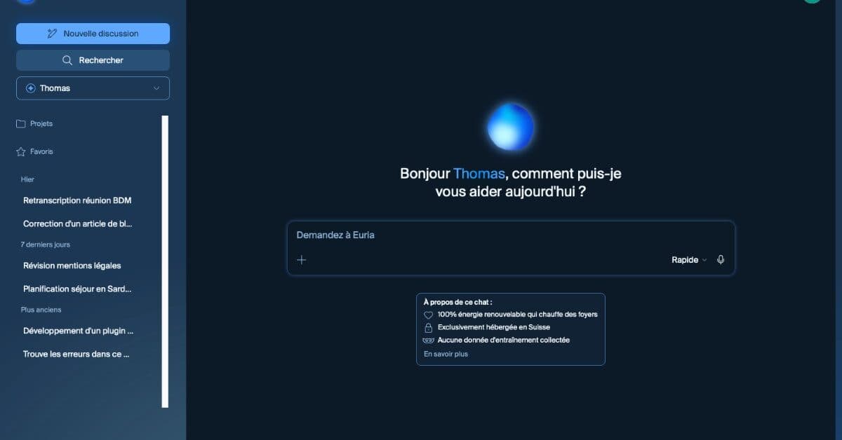 Euria : le générateur de texte par IA souverain d'Infomaniak