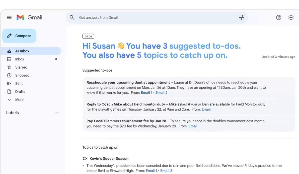 5 nouveautés IA dans Gmail&nbsp;: résumés, aide à l’écriture, priorisation des emails…