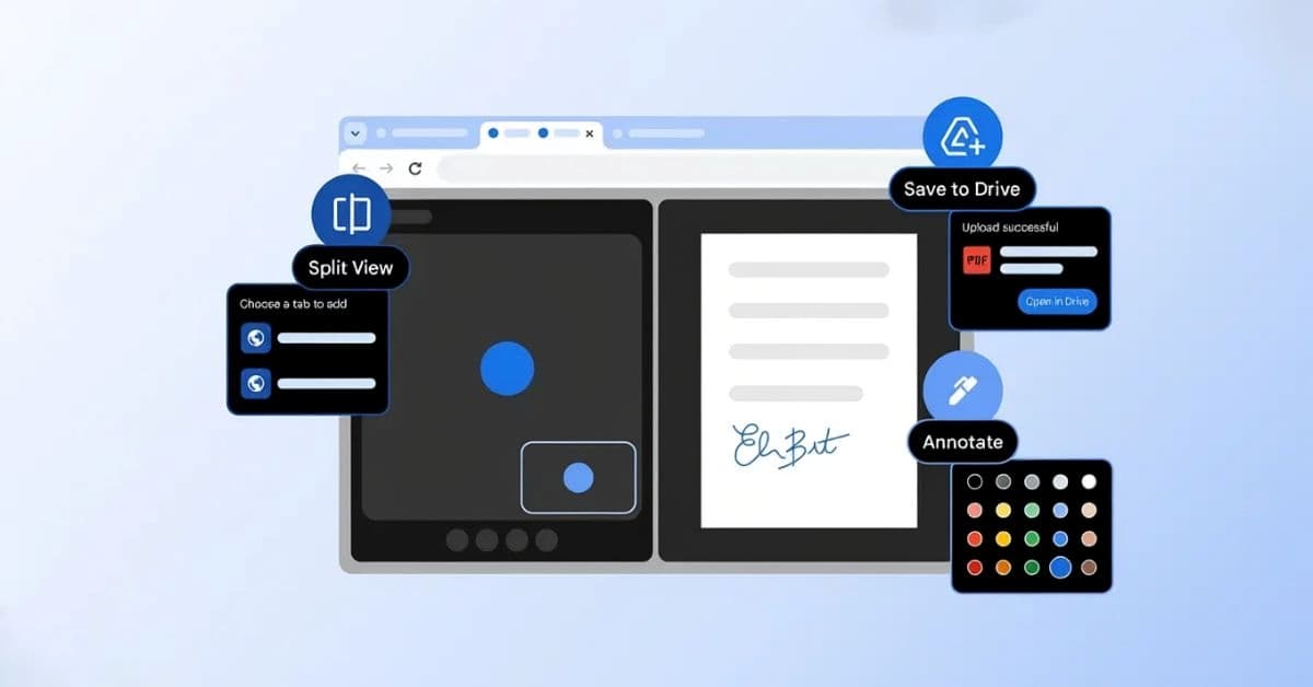 Chrome intègre l&rsquo;affichage fractionné, l&rsquo;annotation PDF et le téléchargement dans Drive