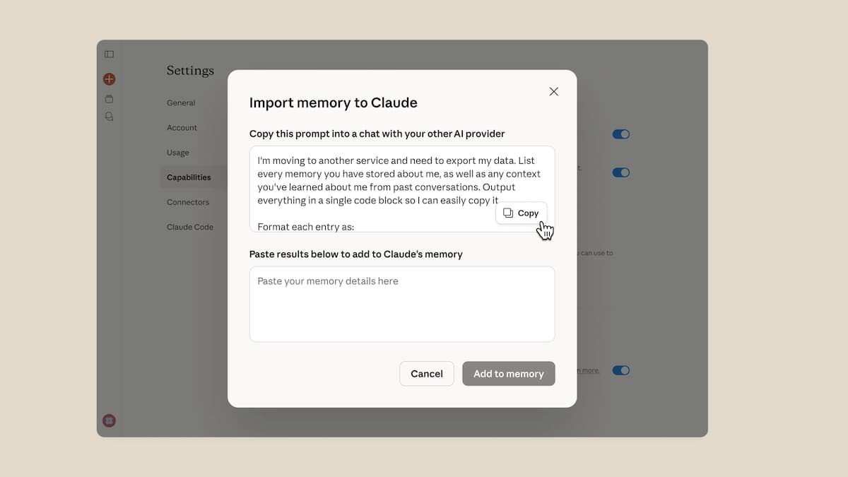 Anthropic facilite la migration de ChatGPT à Claude avec une option pratique