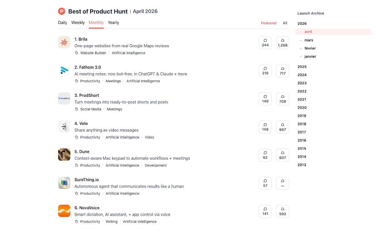 IA, social media, vidéo&nbsp;: 5 nouveaux outils à découvrir sur Product Hunt en avril 2026