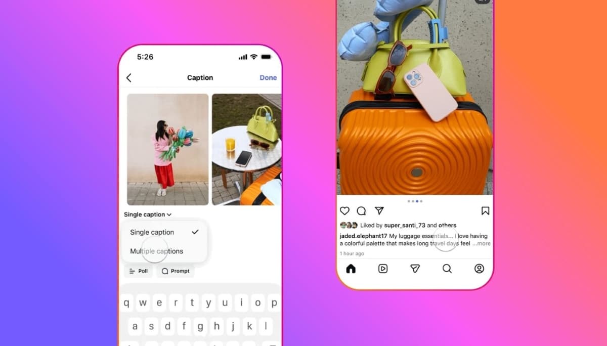Instagram permet d&rsquo;ajouter une légende distincte à chaque slide d&rsquo;un carrousel