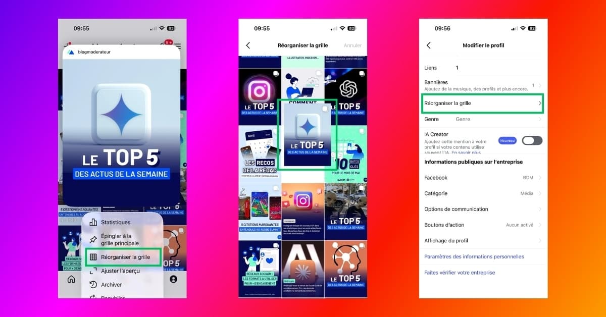 Instagram&nbsp;: la réorganisation de grille est enfin disponible pour tous