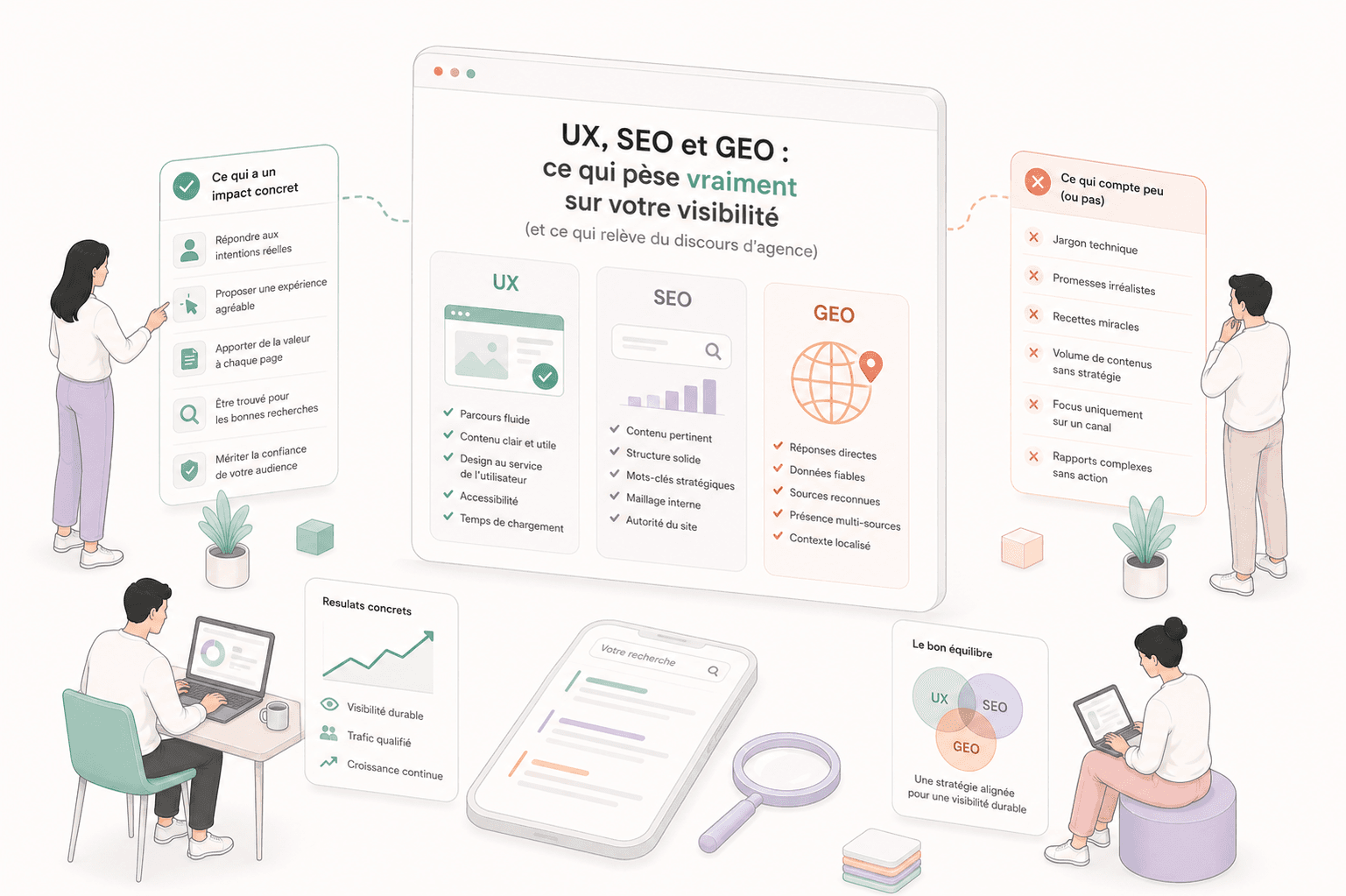 UX, SEO et GEO : ce qui pèse vraiment sur votre visibilité (et ce qui relève du discours d’agence)